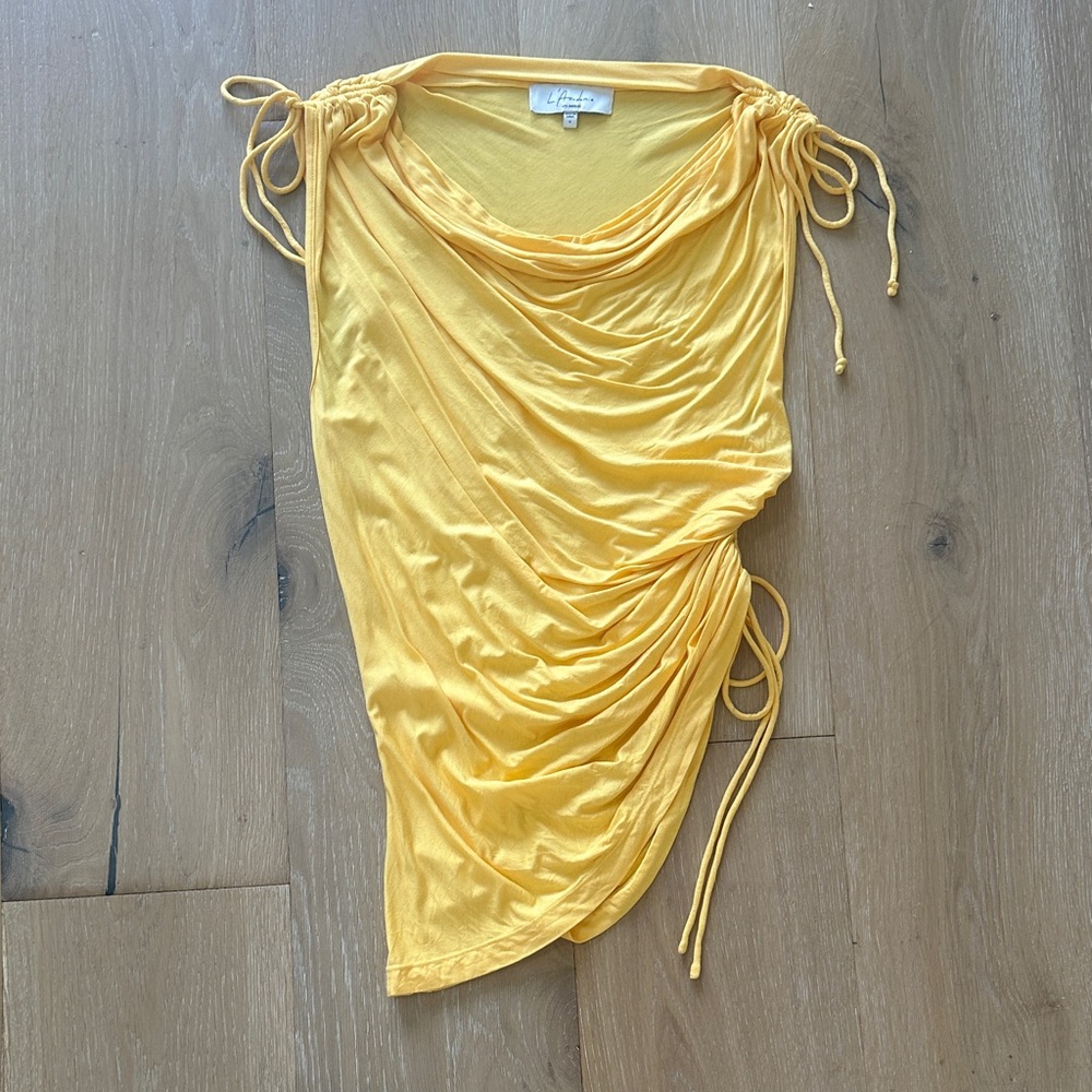 L'Academie Yellow Ruched Tank Top